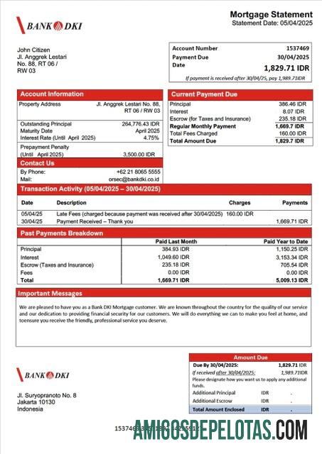 em branco Modelo Word e PDF de declaração de hipoteca DKI do Banco da Indonésia